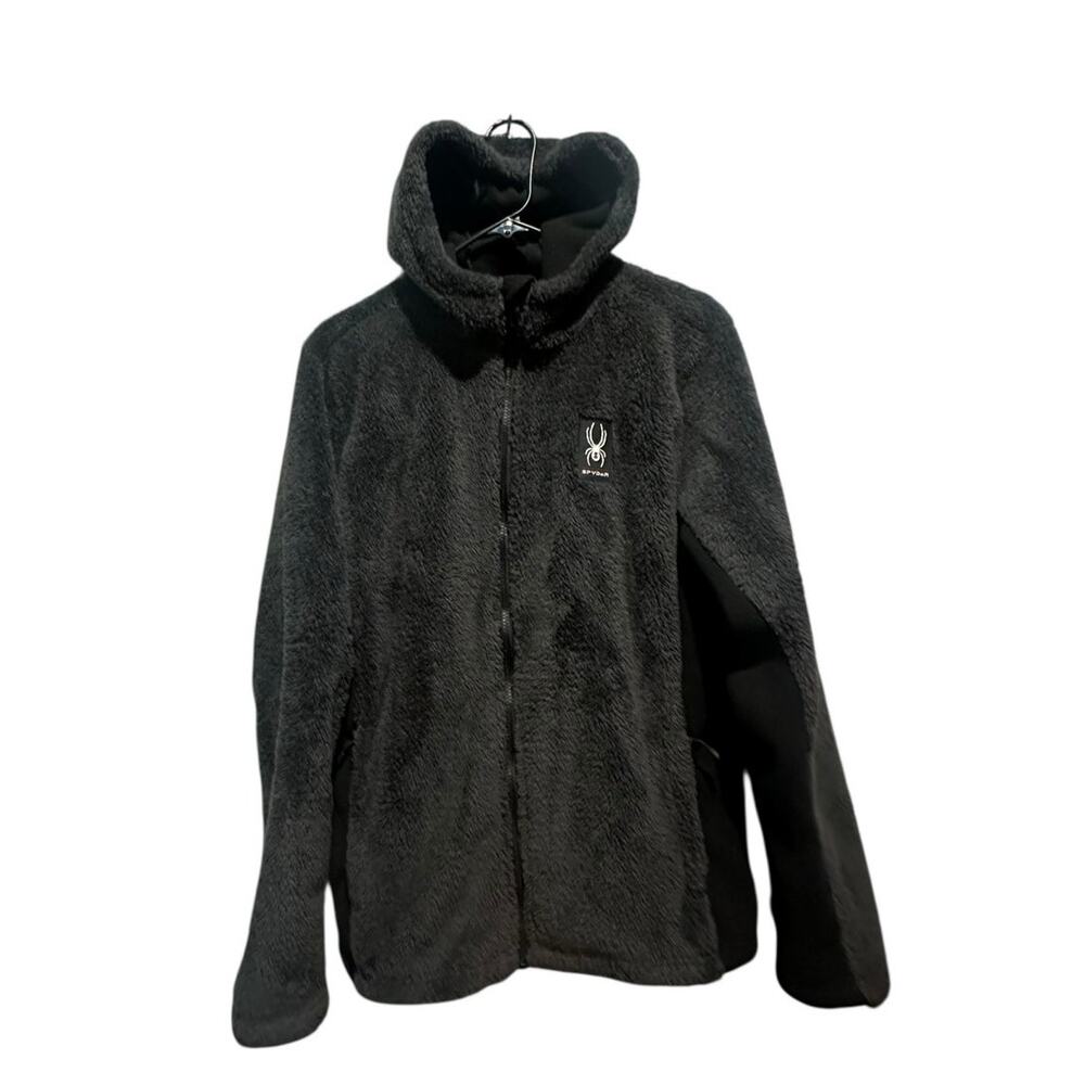 Men's SPYDER Hoodie Full-Zip Heavy Pile Fleece Hoodie Jacket Gray Hooded Size M